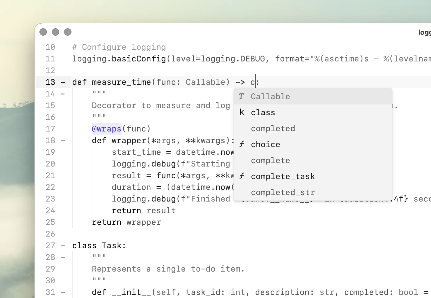 Context-aware autocomplete in Peeknext